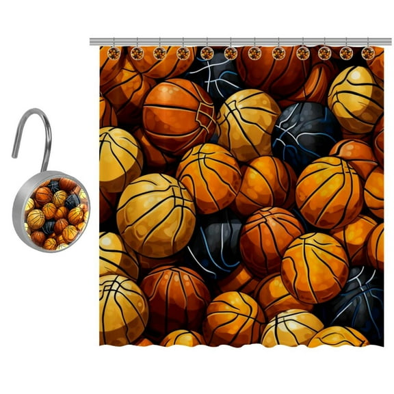 Basketball Shower Curtain Set for Bathroom