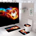 thumbnail image 1 of Basketball Shower Curtain Sets Boys Sports Football On Fire Bathroom Curtains with Non-Slip Toilet Lid Cover Rug Baths Mats Home, 1 of 5