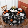 thumbnail image 1 of Basketball and Silhouette Black Pattern Round Tablecloth 70"x70", Wrinkle Resistant Wipeable Table Cover for Kitchen Dining Room Picnic Patio and Party, 1 of 6