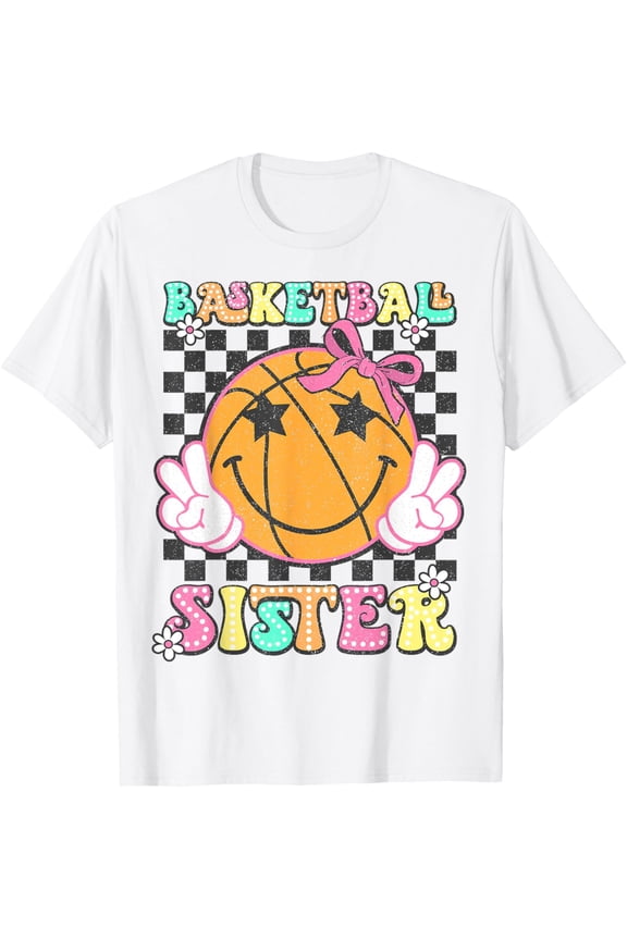 Basketball Sister Coquette Bow Basketball Lovers T-Shirt Tops Tee