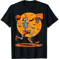 thumbnail image 1 of Basketball Skeleton Spooky Boys Halloween Basketball Player T-Shirt, 1 of 8