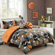 Chezmoi Collection 3-Piece Kids Multi-Color Basketball Slam Dunk Sports Microfiber Comforter Set, Twin