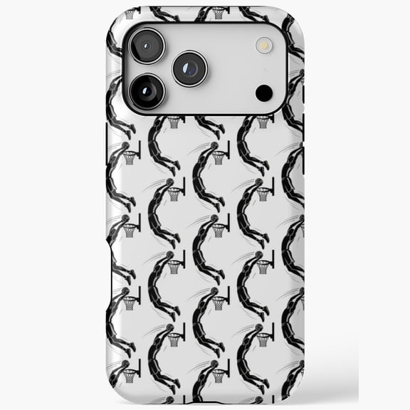Basketball Slam Dunk Player Silhouette Pattern for iPhone Case 11 to 17 Pro Max
