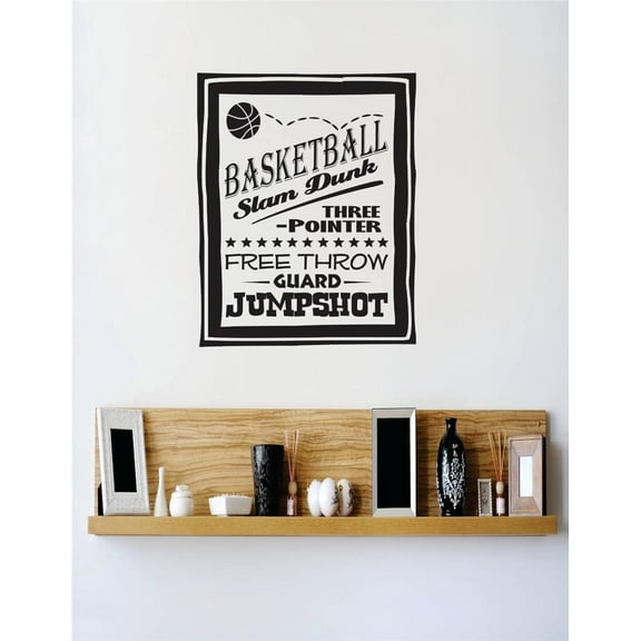 Basketball Slam Dunk Pointer Free Throw Guard Jumpshot Sports Score Winner Loser Player Winner Touch Down Win Referee Decorating Ideas Girl Boy Bedroom Wall Decal Sticker - Size: 32 Inch x 45 Inch