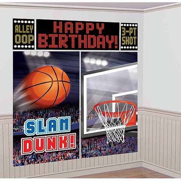 Basketball 'Slam Dunk' Wall Poster Decorating Kit (5pc)