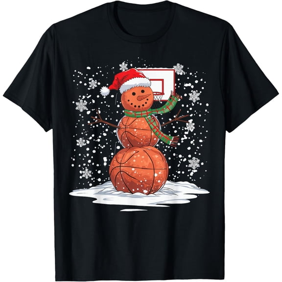 Basketball Snowman T-Shirt- American fashion hot selling casual retro high quality 100% cotton T-shirt 1 piece