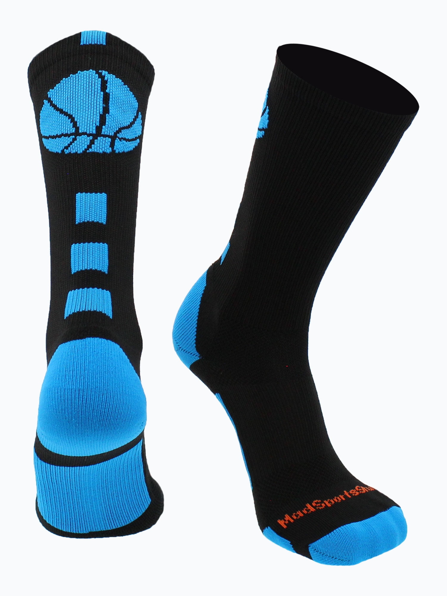 Basketball Socks with Basketball Logo Crew Socks (Black/Electric Blue