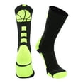 thumbnail image 1 of MadSportsStuff Basketball Socks for Boys Girls - Youth & Adult Athletic Crew Socks - Cushioned Moisture Wicking - X-Large, Black/Electric Green, 1 of 2