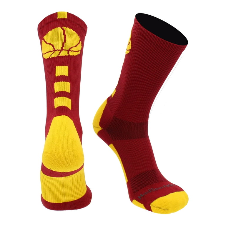 Basketball Socks with Basketball Logo Crew Socks (Cardinal Red