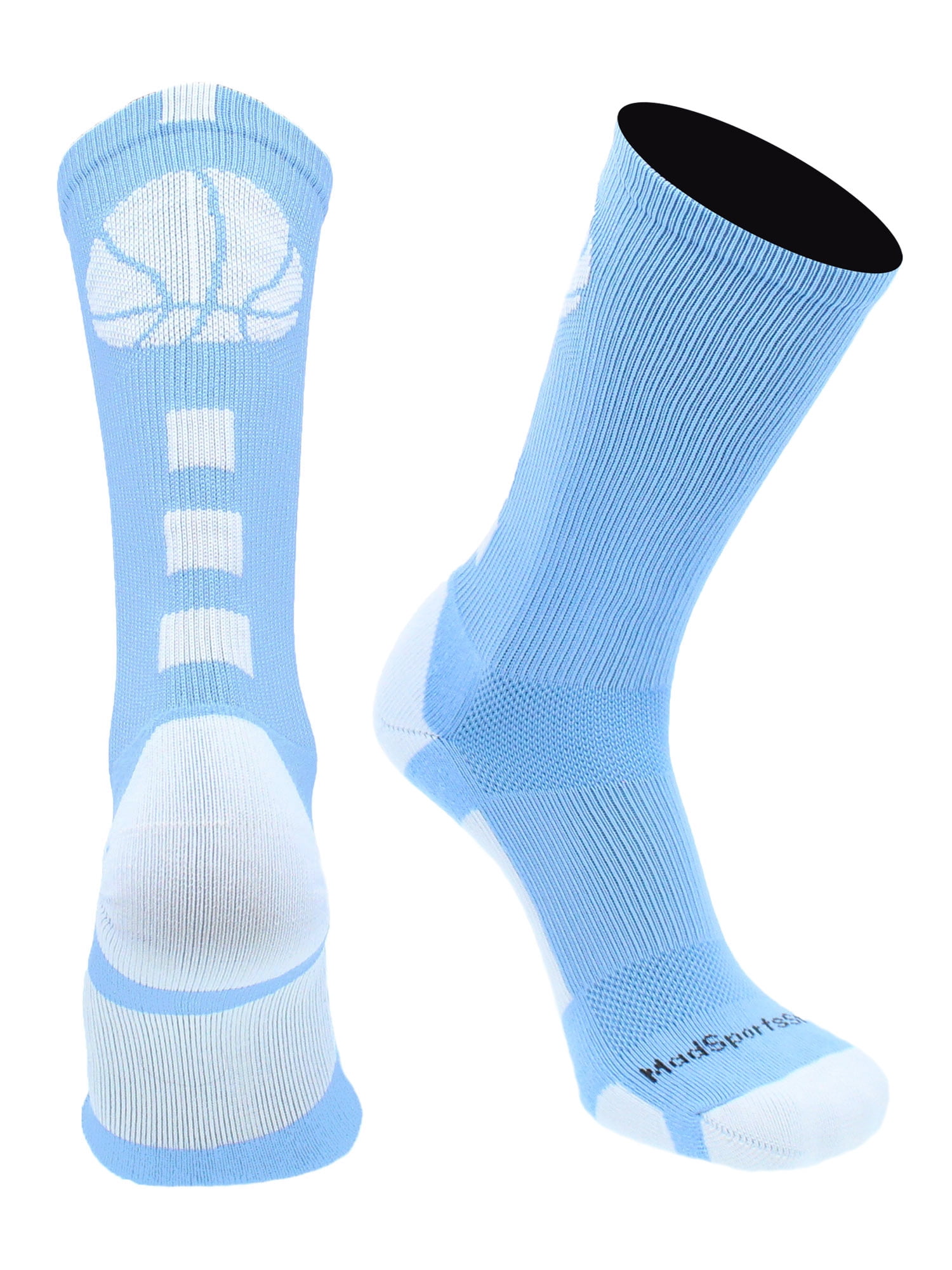 Basketball Socks with Basketball Crew (Columbia Blue/White, X-Large)