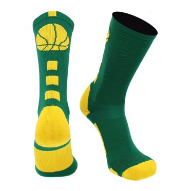 12 Pairs White Crew Socks With Kelly Green Stripes - Unisex Retro Athletic Socks (Sizes 9-13)
