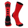 thumbnail image 1 of MadSportsStuff Basketball Socks for Boys Girls - Youth & Adult Athletic Crew Socks - Cushioned Moisture Wicking - Small, Scarlet/Black, 1 of 2