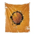 thumbnail image 1 of Basketball Soft Flannel Fleece Blanket, Basketball and Paint Splashes on Abstract Grungy Background Sport Theme Print, Cozy Plush for Indoor and Outdoor Use, 50" x 70", Orange Black, by Ambesonne, 1 of 6