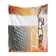 thumbnail image 1 of Basketball Soft Flannel Fleece Throw Blanket, Basketball Player in the Middle of Game Dotted Background Doodle Style Art, Cozy Plush for Indoor and Outdoor Use, 50" x 70", Orange Black, by Ambesonne, 1 of 6