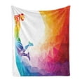 thumbnail image 1 of Basketball Soft Flannel Fleece Throw Blanket, Rainbow Colored Vivid Theme a Player Sports Man Jumps Scoring Print, Cozy Plush for Indoor and Outdoor Use, 70" x 90", Multicolor, by Ambesonne, 1 of 5
