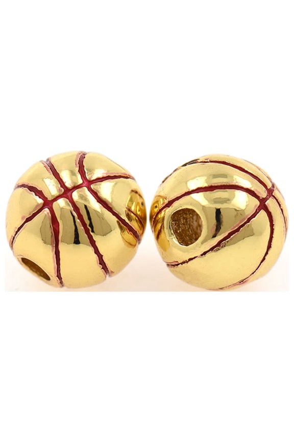 Basketball Spacer Charms,Brass Round Ball Beads,DIY Sports Jewelry Accessory 9mm 10Pcs