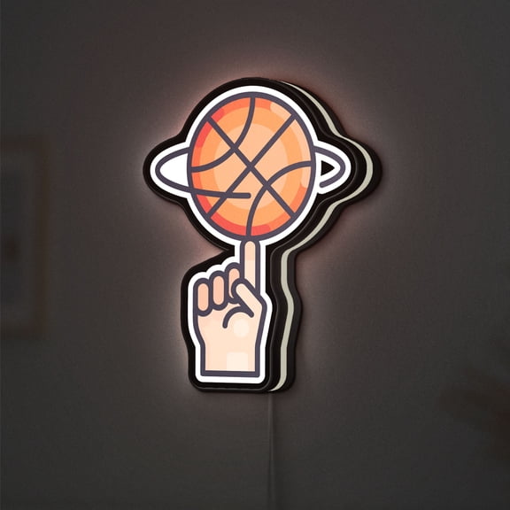 Basketball Spin 3D Novelty Light Box for Hoop Rooms, Game Decor, Ideal for Basketball Fans (Width 8 inch, 20cm)