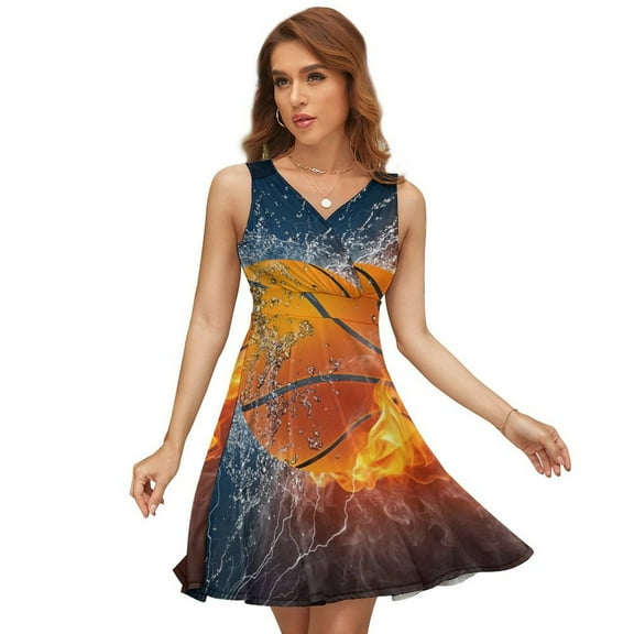 Basketball Sport Ball Dress Summer Street Style Dresses Female Sleeveless Printed Sundress