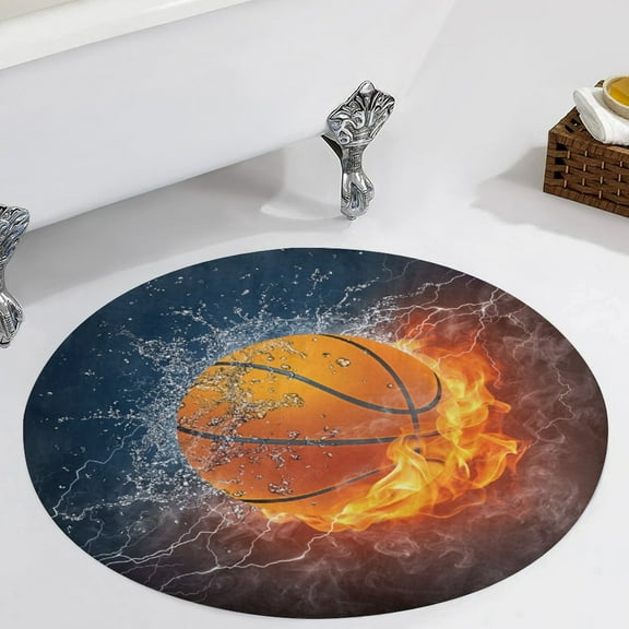 Basketball Sport Ball Round Carpet Circle Rug Outdoor Patio Area Rug Washable Large Area Rugs Hallway Room Decor Fitness Mats
