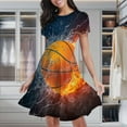 thumbnail image 1 of Basketball Sport Ball Women's Classic Swing Skater Dress Casual Work Party Cocktail Dresses, 1 of 6