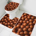 thumbnail image 1 of Basketball Sport Bathroom Rugs Set Brown Ball Gaming Sport Geometric Abstract Art Non Slip Absorbent Soft Bath Mats 3 Piece Set with Bathroom Rug, U-Shaped Floor Mat, Toilet Seat Cover Large Size, 1 of 9