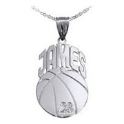 JN MONOGRAMS Basketball Sport Charm Personalized with Name and Number - Sterling Silver - Made in USA