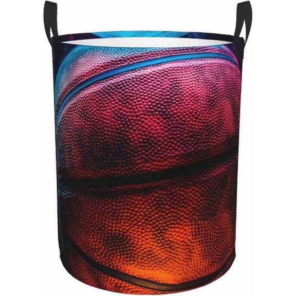 Basketball Sport Laundry Basket With Handles Foldable Oxford Cloth Tote Bag Laundry Hamper Waterproof Clothes Storage Bucket Toy Organizer For Laundry Room/Bathroom/Bedroom/Dormitories