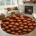 thumbnail image 1 of Basketball Sport Round Living Room Rugs 5 ft, Brown Ball Gaming Sport Geometric Abstract Art Washable Area Rug with Non-Slip Sturdy Edge Binding Round Carpet for Entryway Kitchen Bedroom Bathroom, 1 of 9