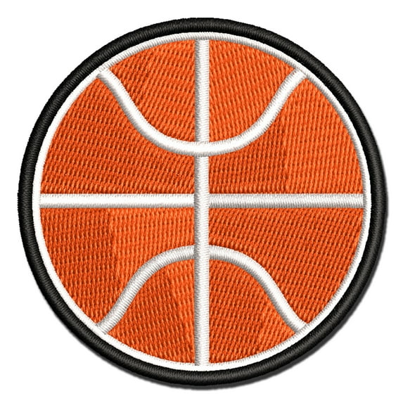 Basketball Sports Ball Applique Multi-Color Embroidered Hook & Loop Patch - 2.0 Inch Mini
