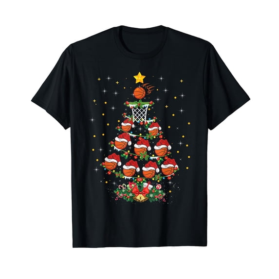 Basketball Sports Lover Xmas Gift Basketball Christmas Tree T-Shirt