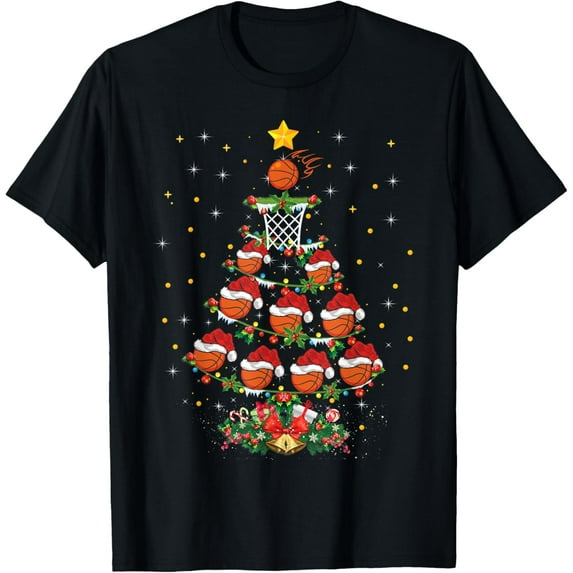 Basketball Sports Lover Xmas Gift Basketball Christmas Tree T-Shirt