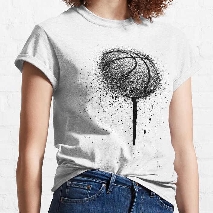 Basketball Spray Paint Splashes Classic TShirt, Retro Vintage Style