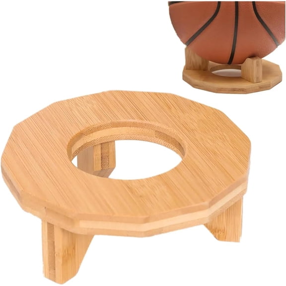 Basketball Stand, Wooden Soccer Ball Storage Rack, Retro Decorative Sports Display Rack for Football Basketball Soccer Volleyball Rugby