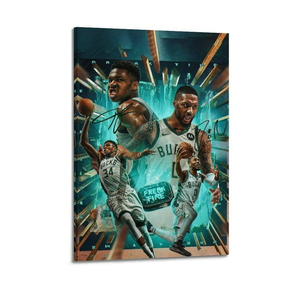 Basketball Star Damian Lillard&Giannis Antetokounmpo Signed Poster Anime Star Music Picture Wall Art Painting Canvas Posters Artworks Gift Room Aesthetic