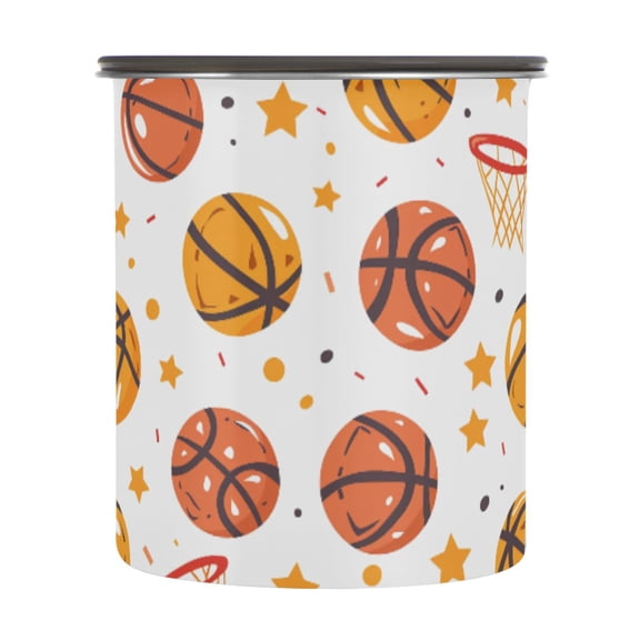 Basketball Stars Airtight Coffee Bean Canister 30oz Food Storage Containers with Lids For Gournd, Tea, Sugar, Flour, Rice, Cereal, Candy Cookie Jar