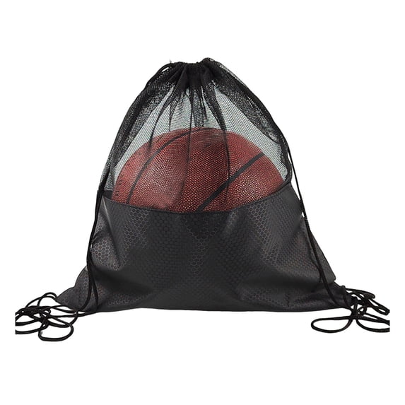 Basketball Storage Bag Sports Gym Backpack Drawstring Design Waterproof Honeycomb Fabric See-Through Mesh Football Soccer Pouch