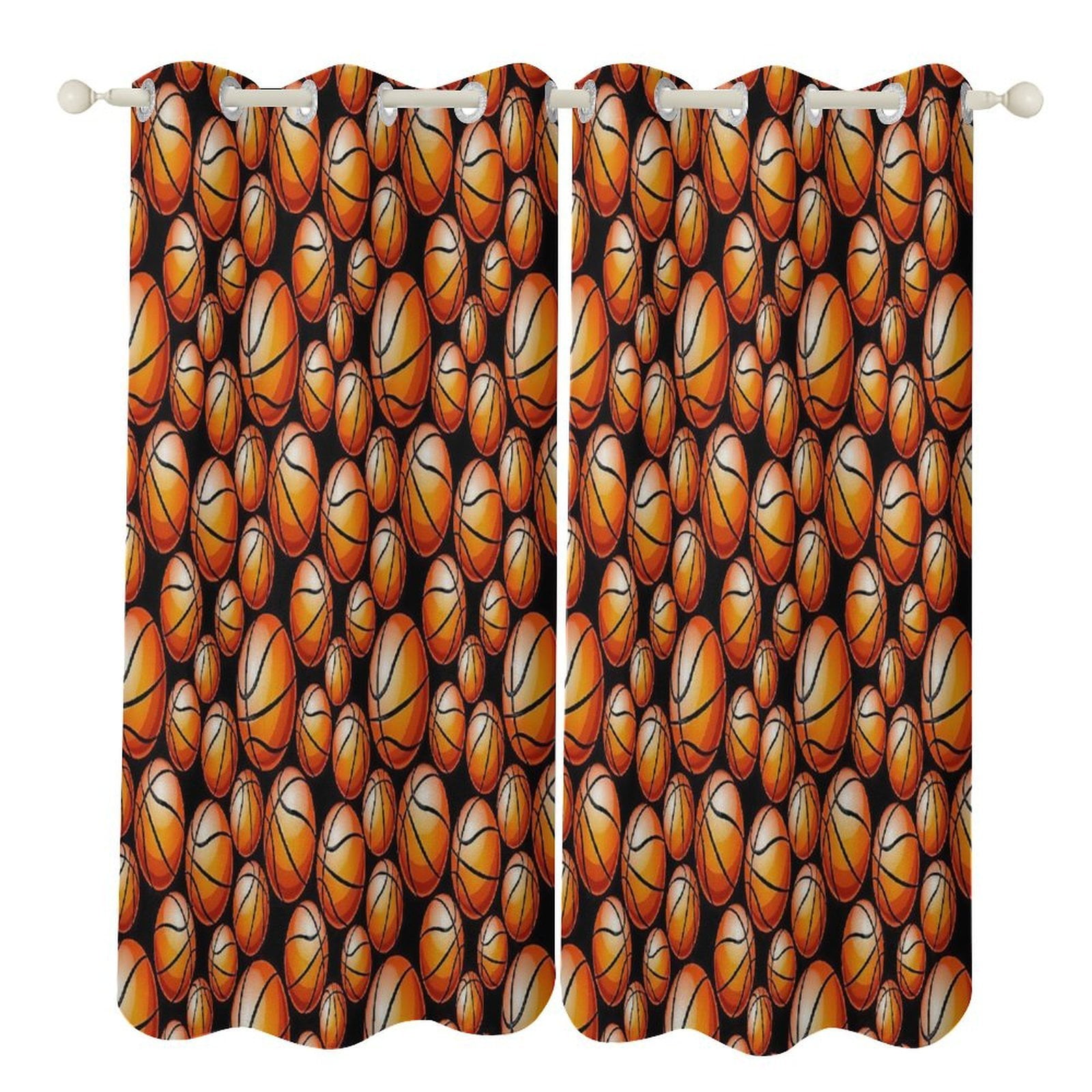 Basketball Study Room Living Kitchen Bedroom For Blackout Curtain Printed 2 Panels