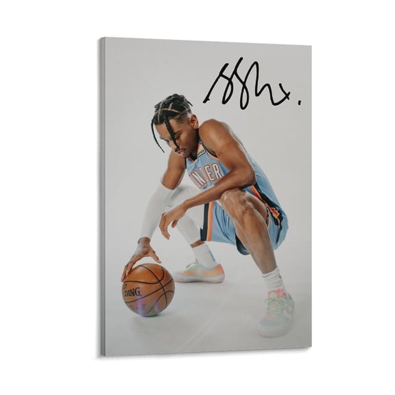 Basketball Superstar Shai Gilgeous-Alexander Signed Poster Wall Art Poster Scroll Canvas Painting Picture Living Room Decor Home 16x24inch(40x60cm)