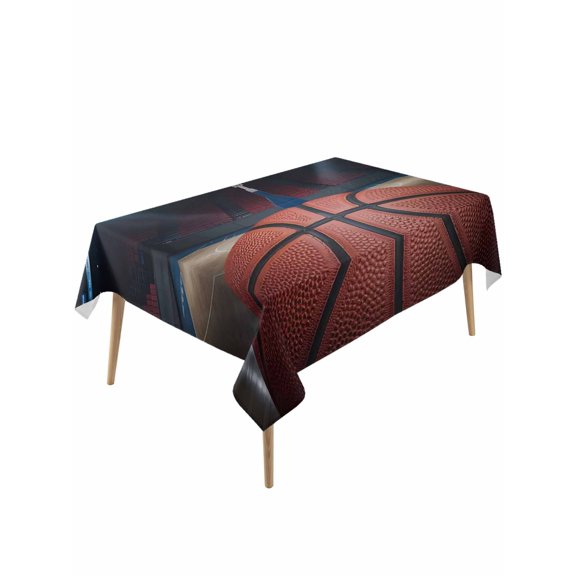 Basketball Table Cloth, Waterproof Tablecloth for Rectangle Tables, Sports Theme Stadium Field Lights Ball Reusable Washable Fabric Table Cover for Restaurant Kitchen Dining Tables 60"x120"