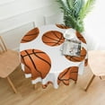 thumbnail image 1 of Basketball Tablecloth Round Table Cloths 60 Inch Wrinkle Resistant Picnic Table Covers Washable Polyester for Holiday Kitchen Party Picnic, 1 of 6