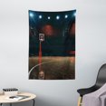 thumbnail image 1 of Basketball Tapestry, Picture of Empty Basketball Court Sport Arena with Wood Floor Print, Wall Hanging for Bedroom Living Room Dorm Decor, 40W X 60L Inches, Brown Black and Red, by Ambesonne, 1 of 5
