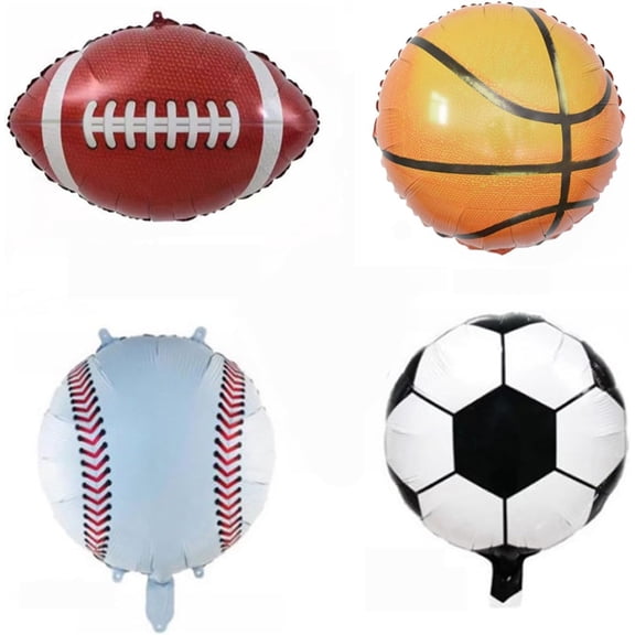 Basketball, Tennis, Football, Rugby Foil Balloons, Mylar Balloon for Sports Themed Party Decorations
