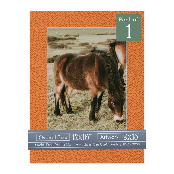 Basketball Texture Picture Frame Mat for 12x16 Frames - Fits 9x13 Photos - 1 Mat