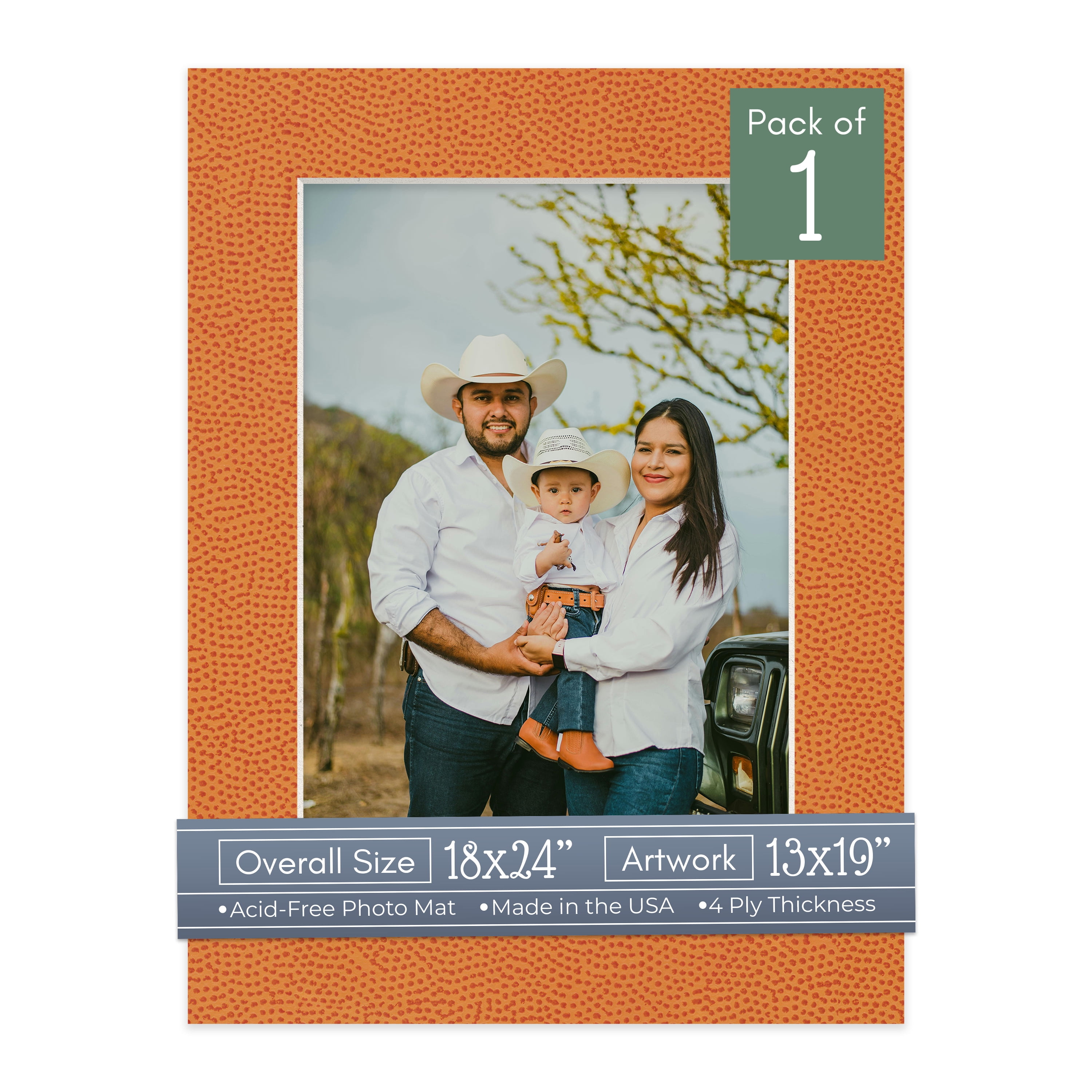 Basketball Texture Picture Frame Mat for 18x24 Frames - Fits 13x19 Photos - 1 Mat