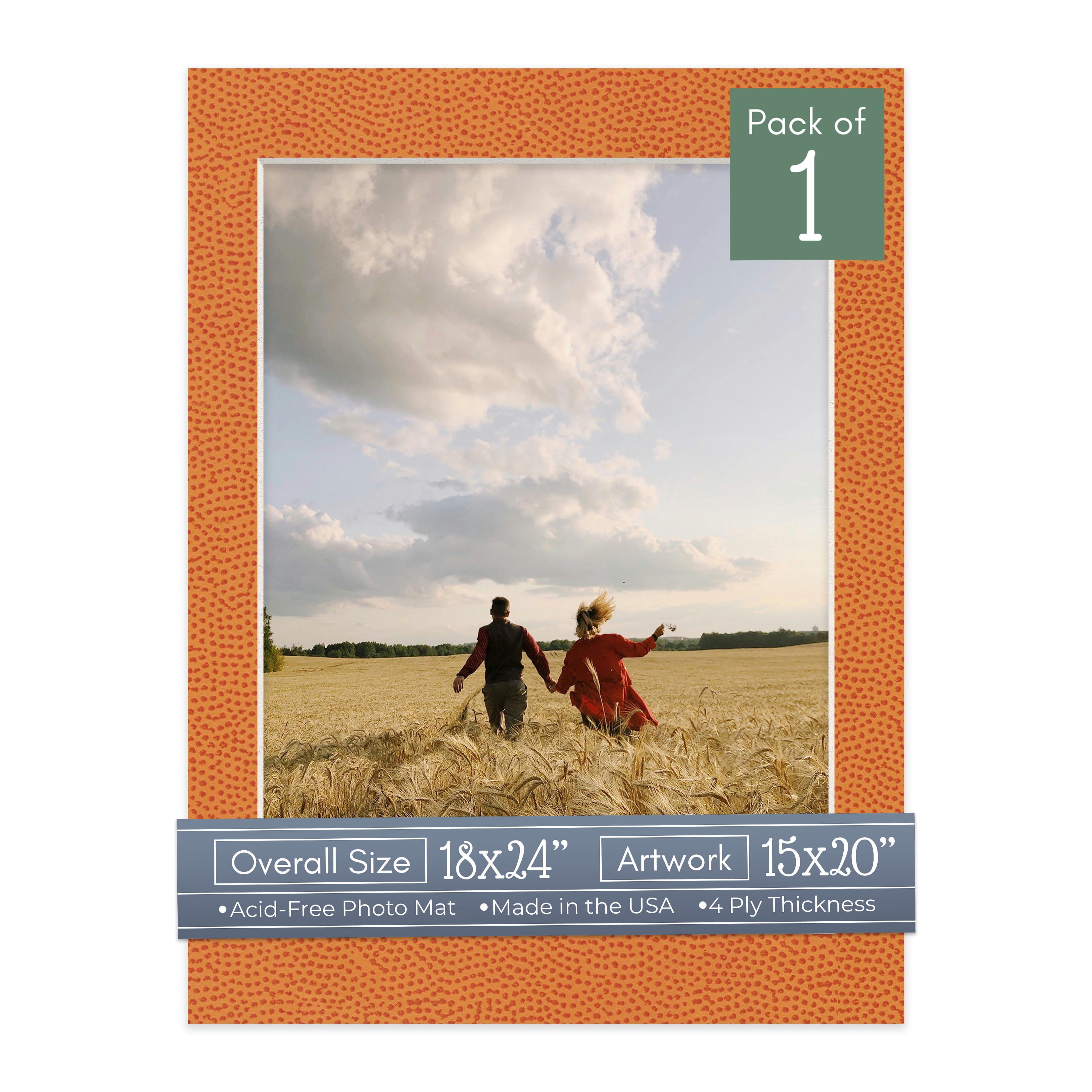 Basketball Texture Picture Frame Mat for 18x24 Frames - Fits 15x20 Photos - 1 Mat