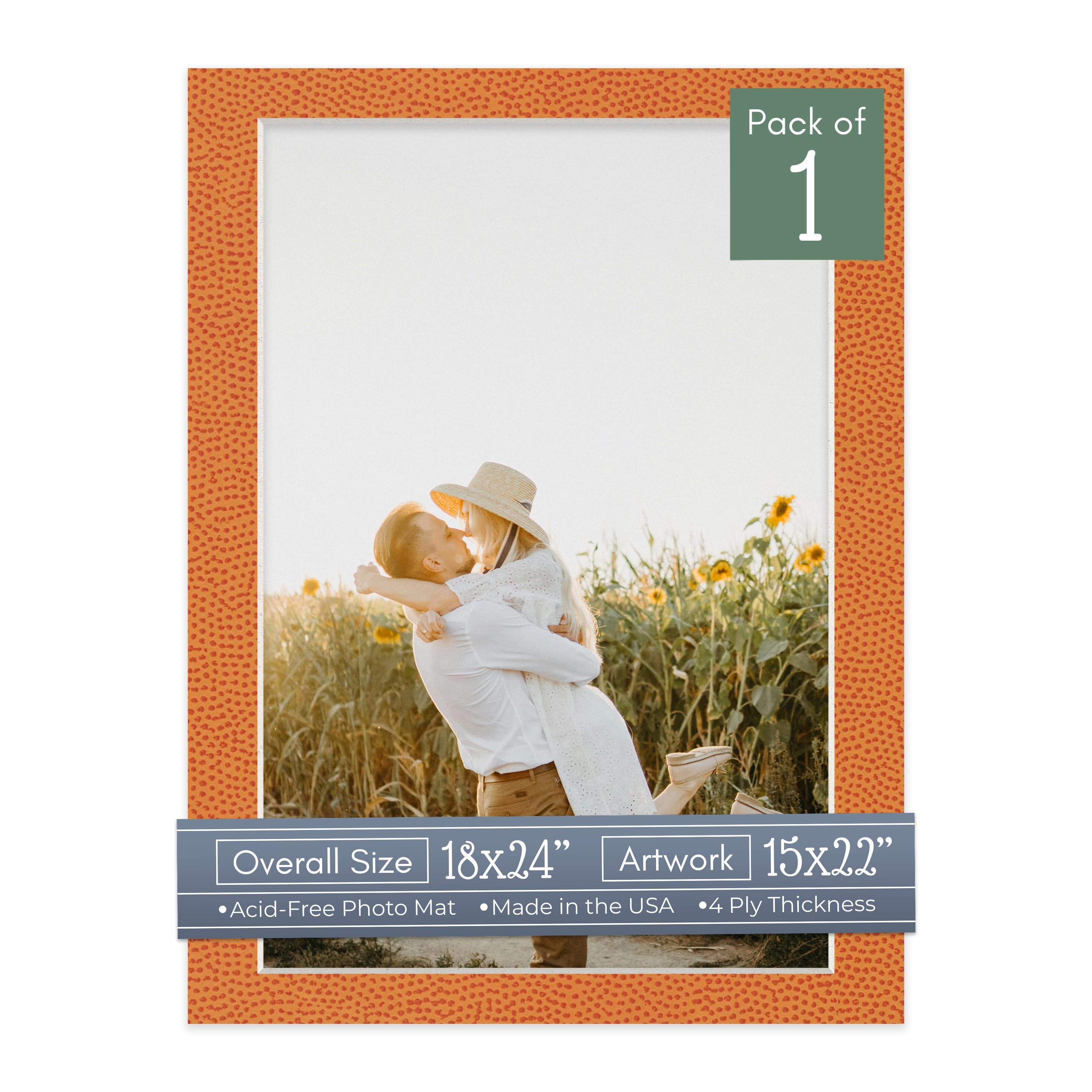 Basketball Texture Picture Frame Mat for 18x24 Frames - Fits 15x22 Photos - 1 Mat