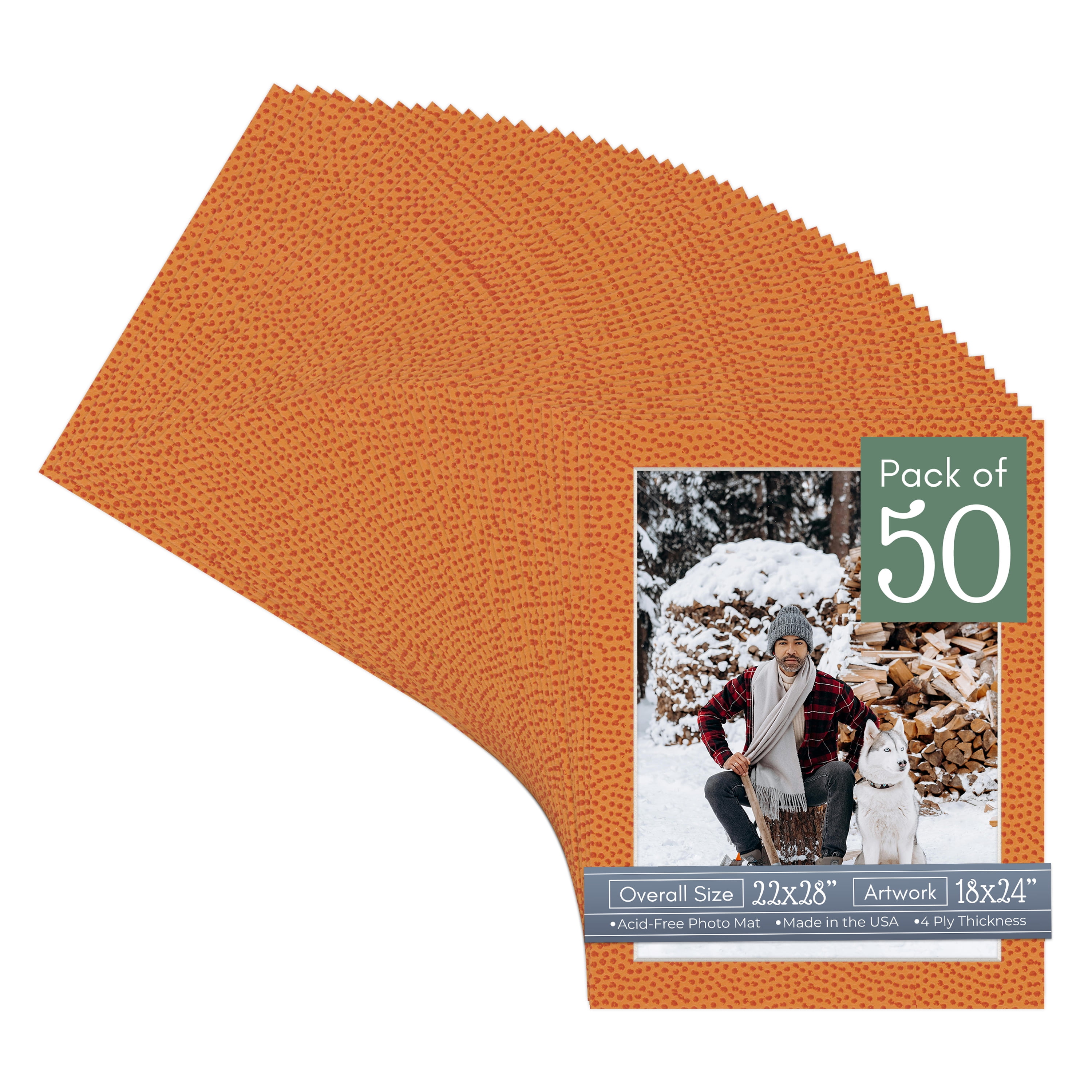 Basketball Texture Picture Frame Mat for 22x28 Frames - Fits 18x24 Photos - 50 Mats