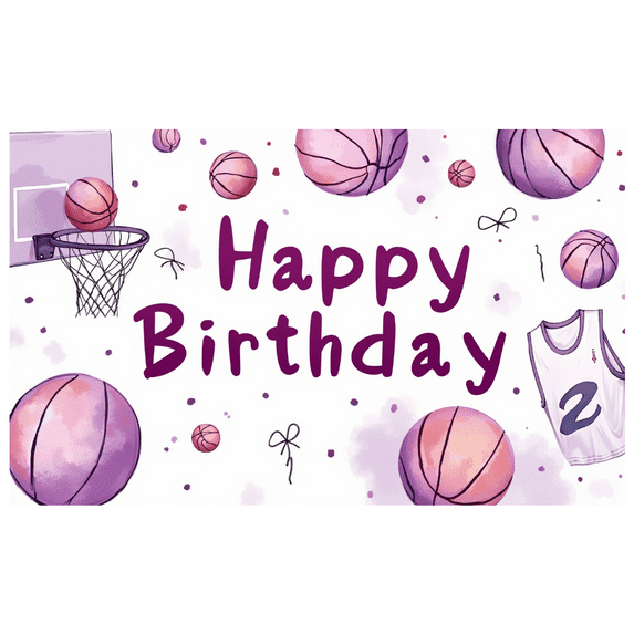Basketball Theme Happy Birthday Banner Sports Decoration Kids Party Backdrop for Birthday Event Celebration Indoor Party