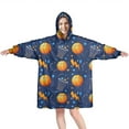 thumbnail image 1 of Basketball Theme Pattern Wearable Oversized Blanket,Wearable Blanket Hoodie for Adults,Cozy Hooded Blankets with Super Pockets,Super Warm Fuzzy Pullover for Women & Men, 1 of 6