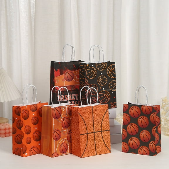 Basketball Theme Printed Gift Bags Gift Tote Bags Kraft Paper Bags Takeaway Shopping Bags Wholesale Birthday Packaging